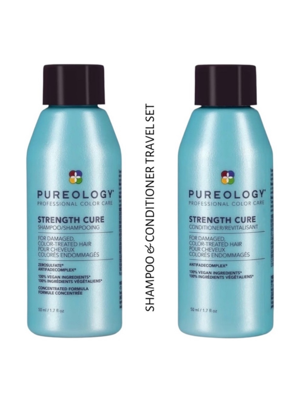 Pureology Strength Cure Travel Shampoo & Conditioner Set 1.7 oz NWT Vegan